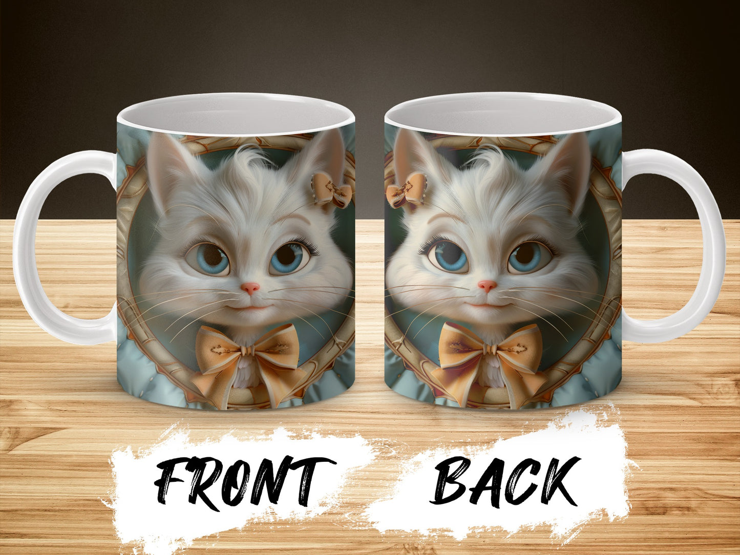 Cute Cat Coffee Mug, Adorable Kitten Face Print, Perfect Gift for Cat Lovers, Collector's Item, Front and Back Design