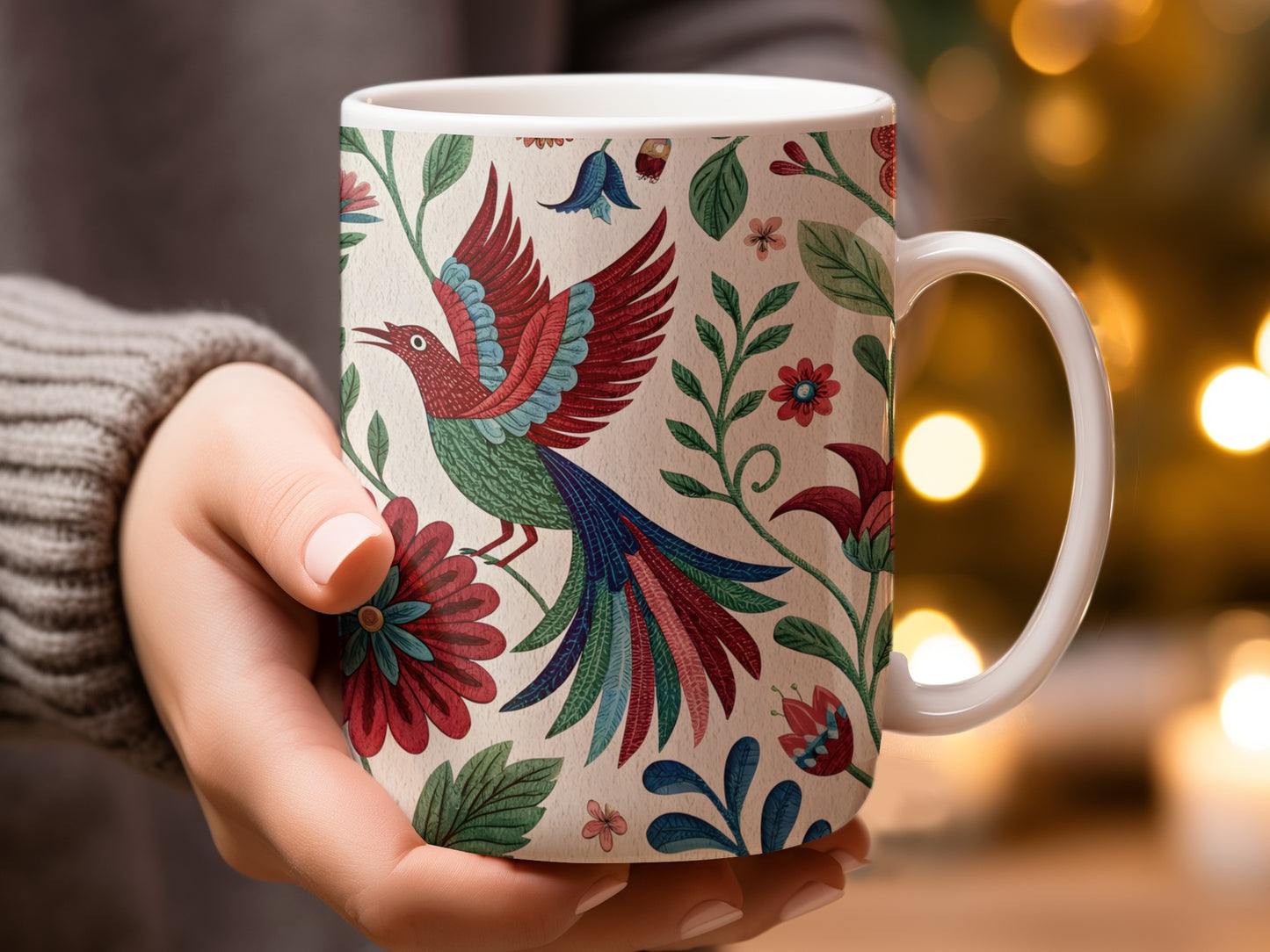 Vibrant Bird and Floral Design Coffee Mug product type