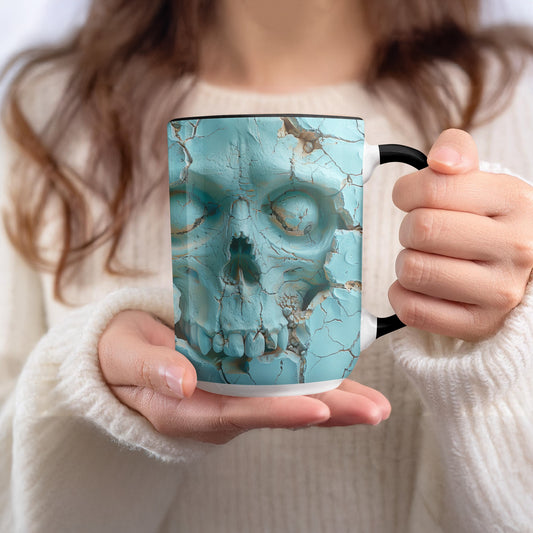 Eerie Blue Cracked Skull Design Ceramic Mug product