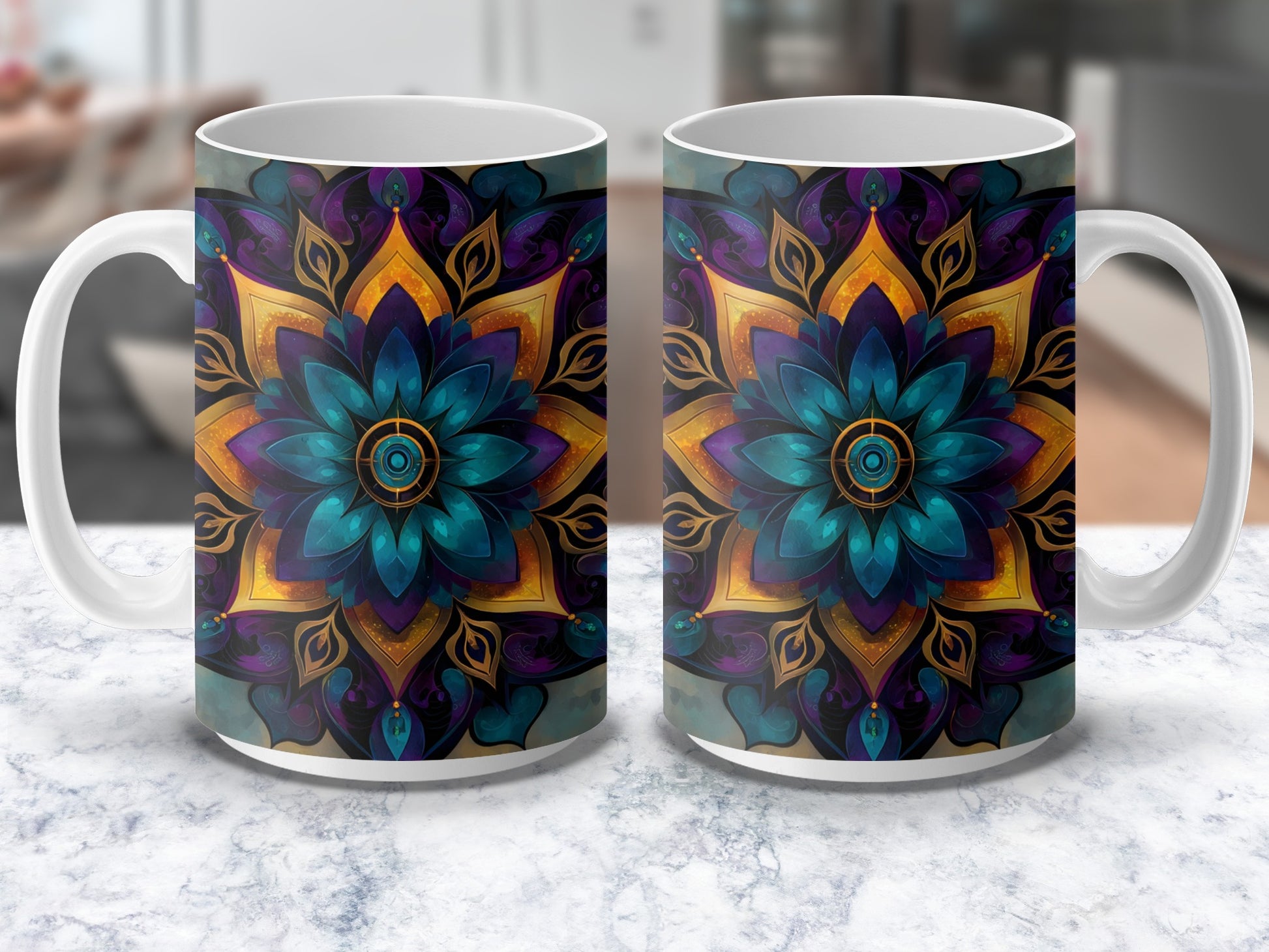 Colorful Mandala Coffee Mug, Artistic Floral Pattern Cup, Unique Boho Kitchen Decor, Gift Idea
