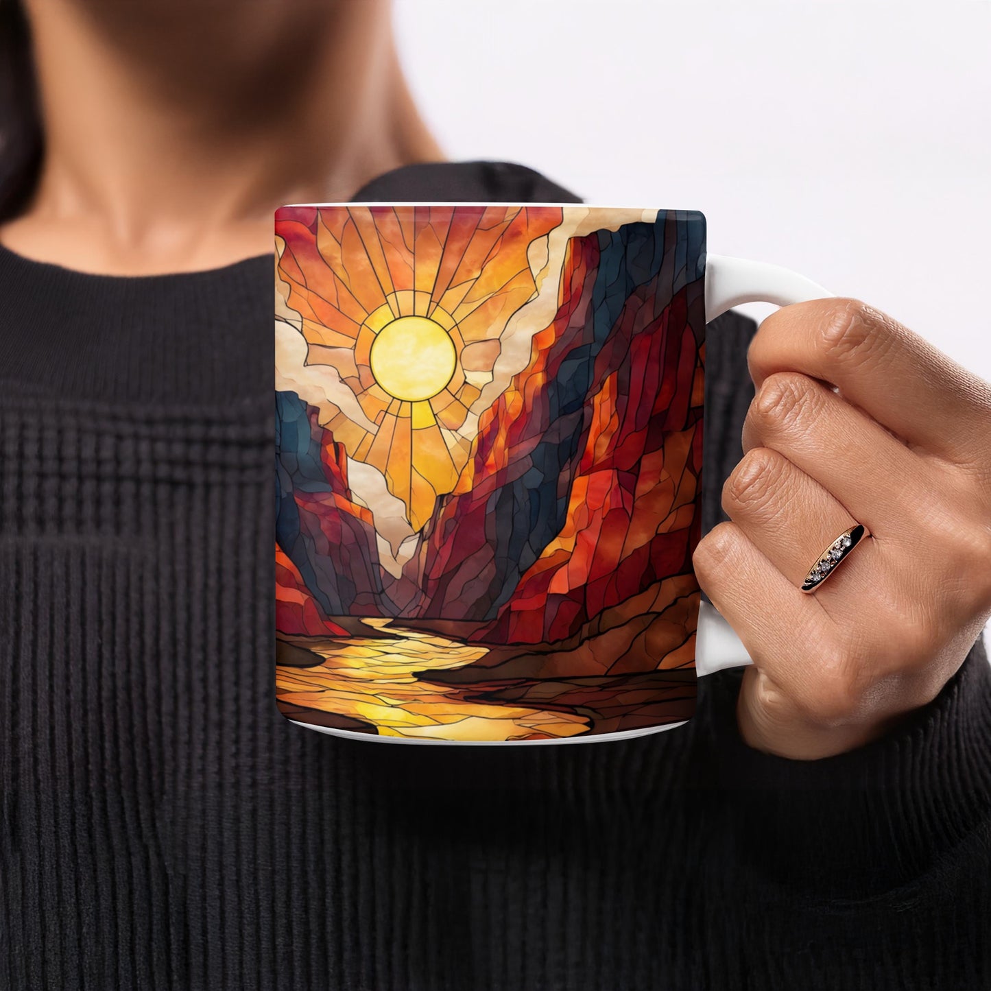 Vibrant Abstract Sunrise Design on Coffee Mug product