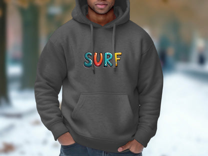 Surf Text Printed Pullover Hoodie Sweatshirt product