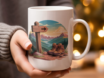 Scenic Hiking Boots with Trail Sign Mug product