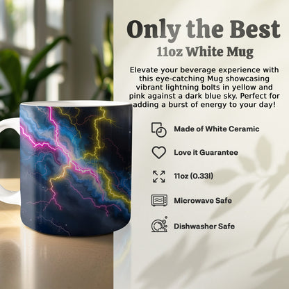 Vibrant Lightning Bolts on Dark Blue Sky Mug product type