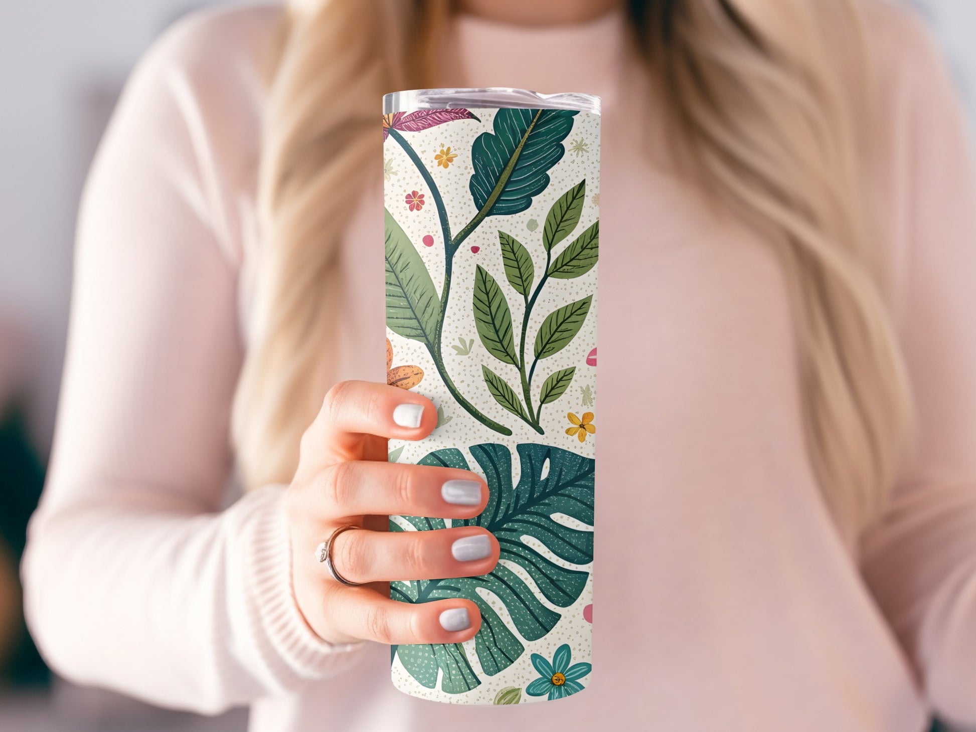 Colorful Leaf Patterned Insulated Tumbler product