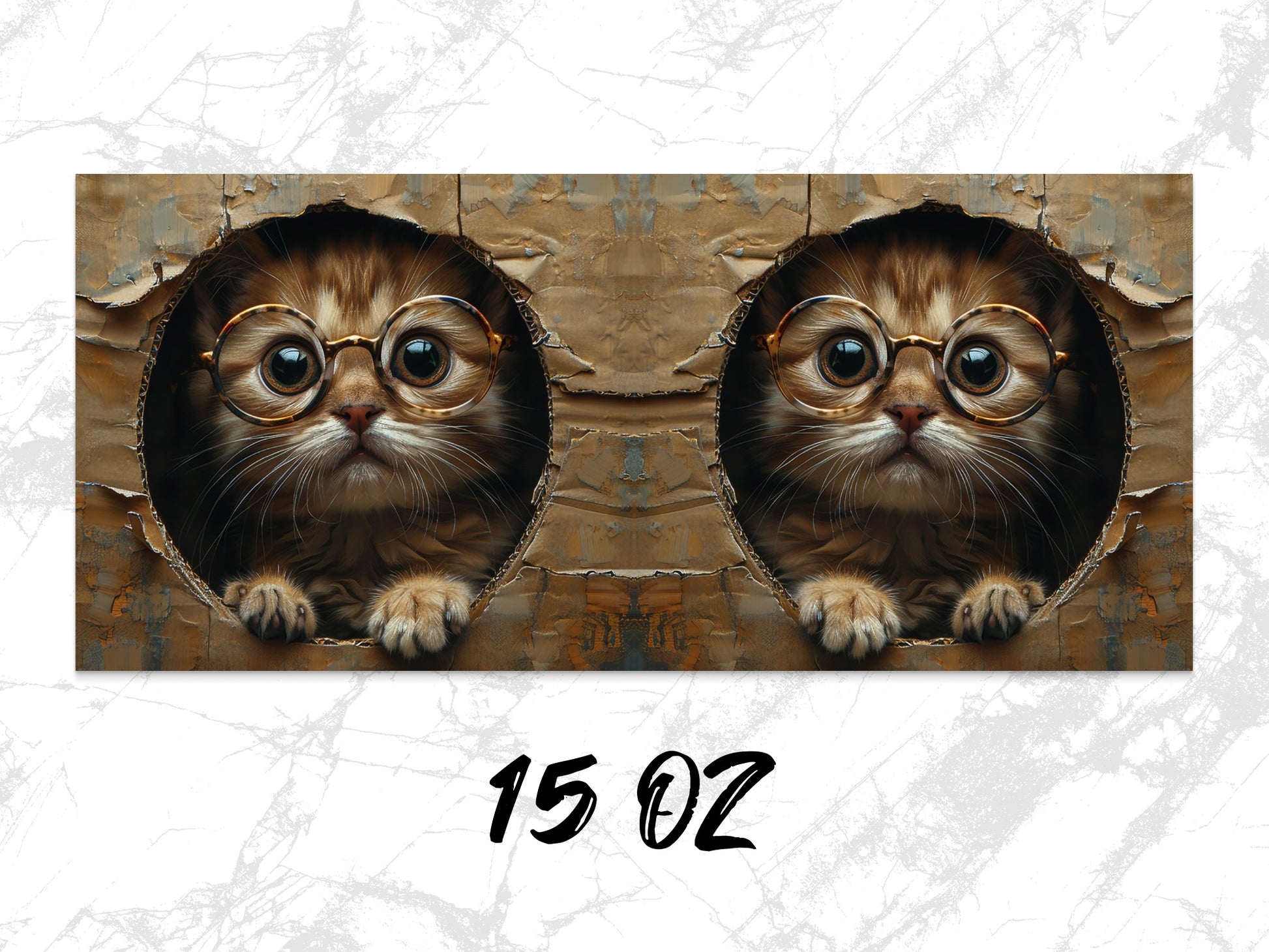Cute Cat Art Print, Twin Kitten Wall Decor, Vintage Style Poster, Animal Lovers Gift, 15 Oz