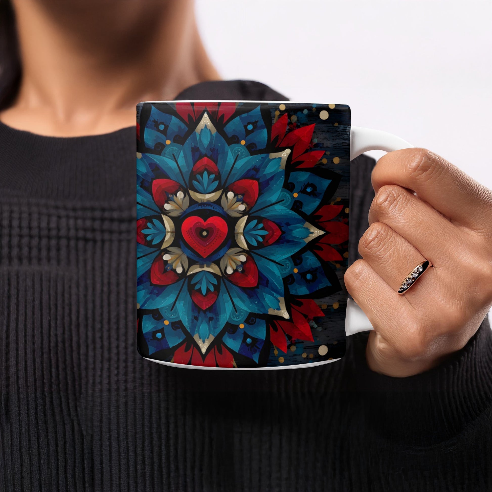 Vibrant Heart Mandala Art Coffee Mug product