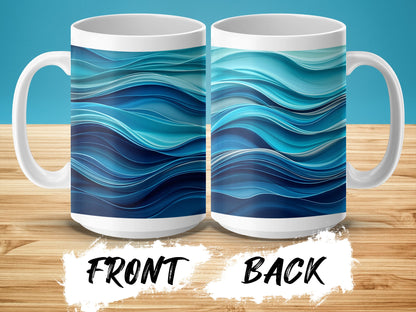 Abstract Blue Wave Pattern Design Mug product