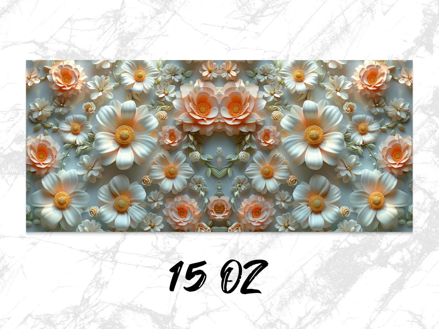Floral Wall Art Print, Abstract Orange and White Flowers, Modern Home Decor, Digital Download, Large Poster, 15 Oz