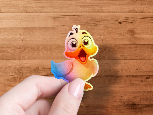 Cute and Colorful Cartoon Duck Sticker product
