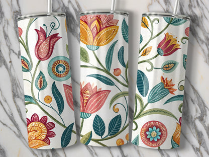 Colorful Floral Pattern Tumbler with Lid product