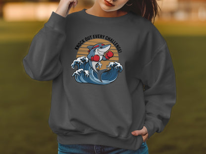 Knock Out Every Challenge Boxing Shark Graphic product type