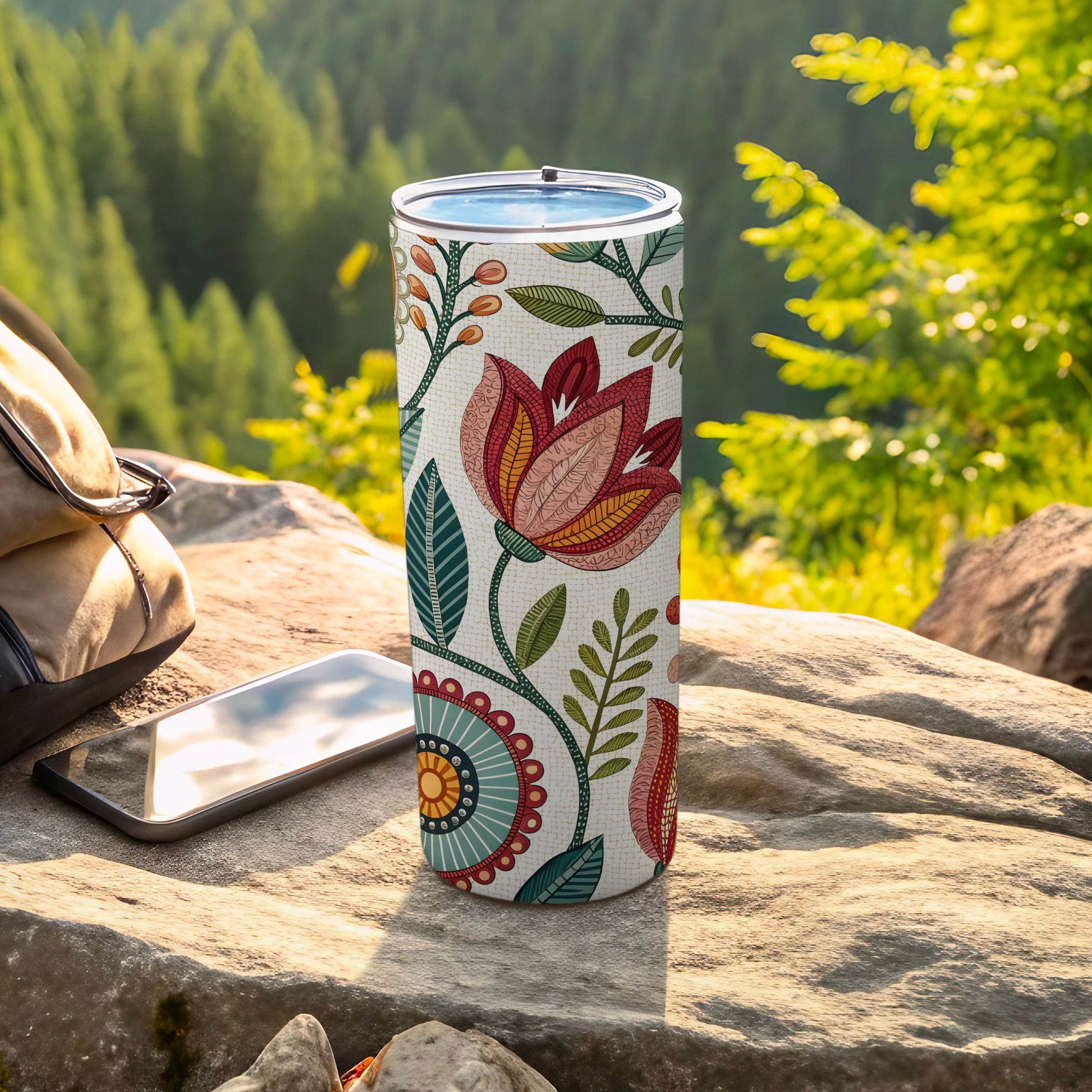 Elegant Insulated Floral Design Travel Tumbler product