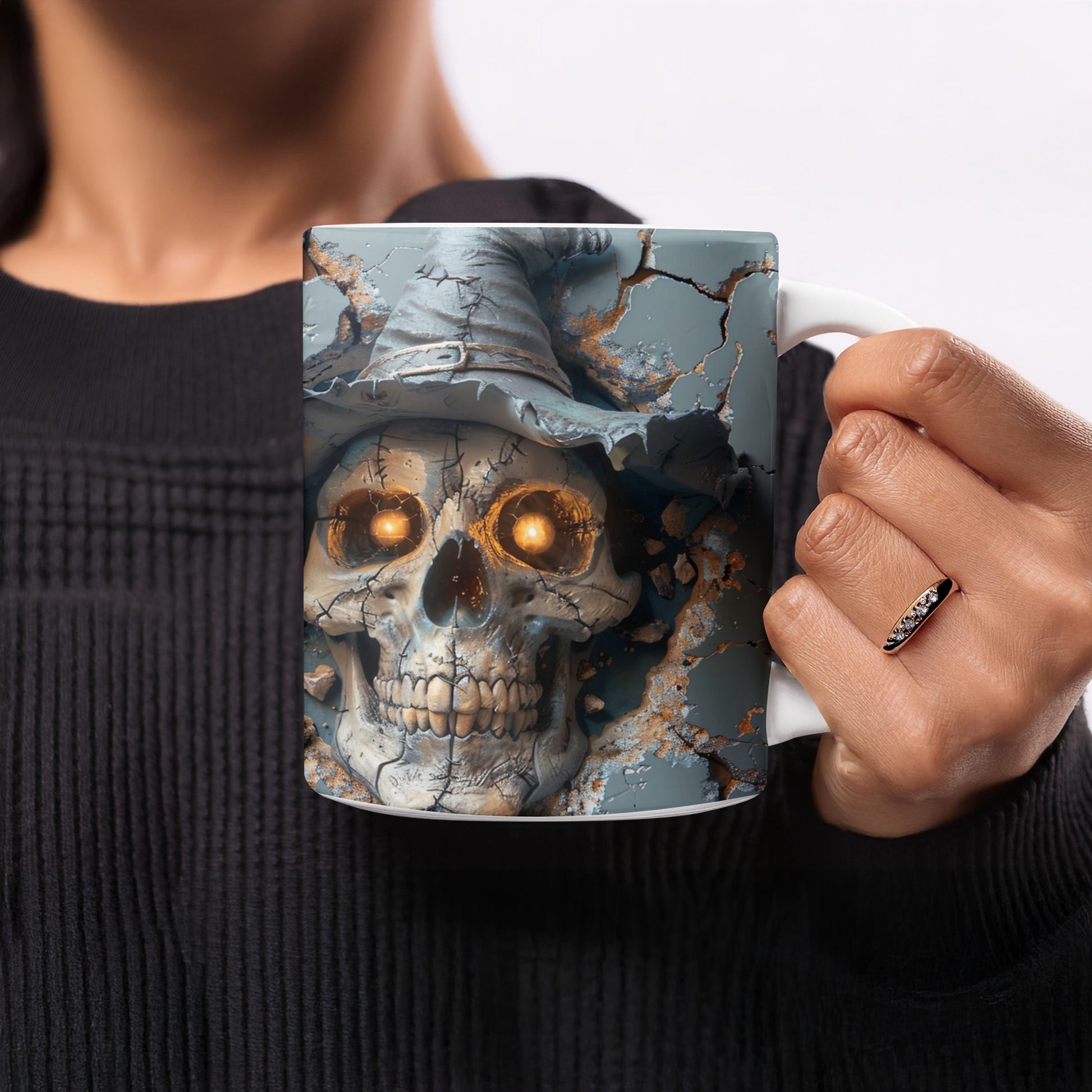 Glowing Eyed Skeleton With Hat Design Mug product type