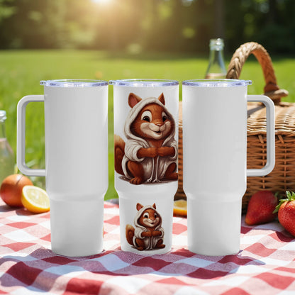 Cute Fox Print Travel Mug, Insulated Coffee Cup with Lid, Animal Design Tumbler for Picnics and Outdoors