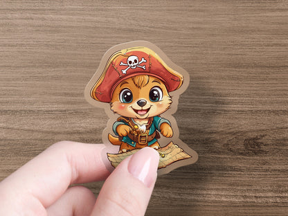 Adorable Pirate Squirrel Illustration Sticker product