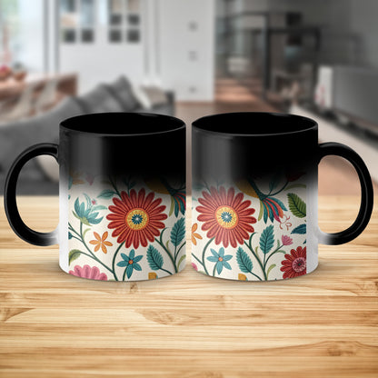 Floral Patterned Mug with Black Top Magic Product
