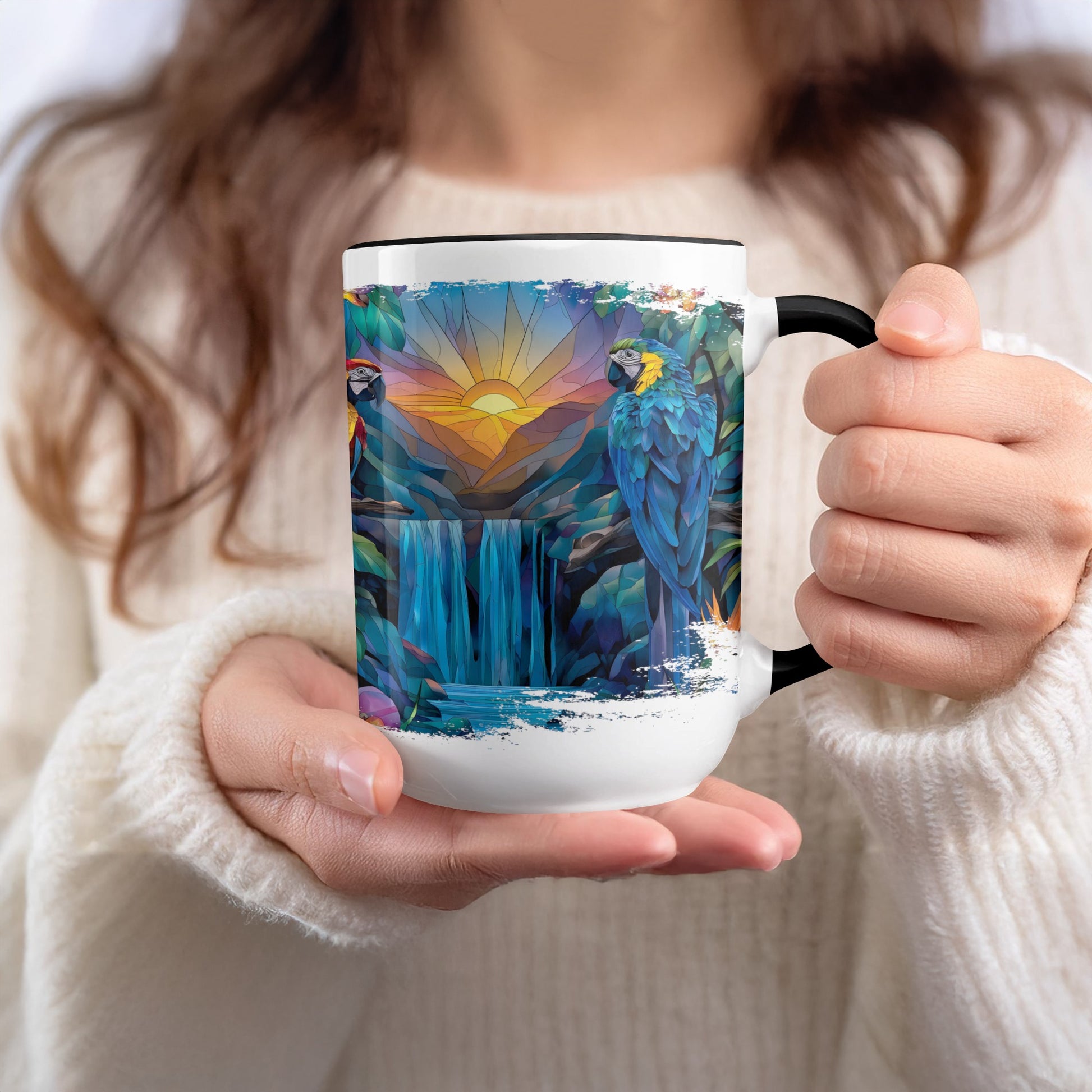 Vibrantly Colored Nature Art Parrot Theme Mug Product