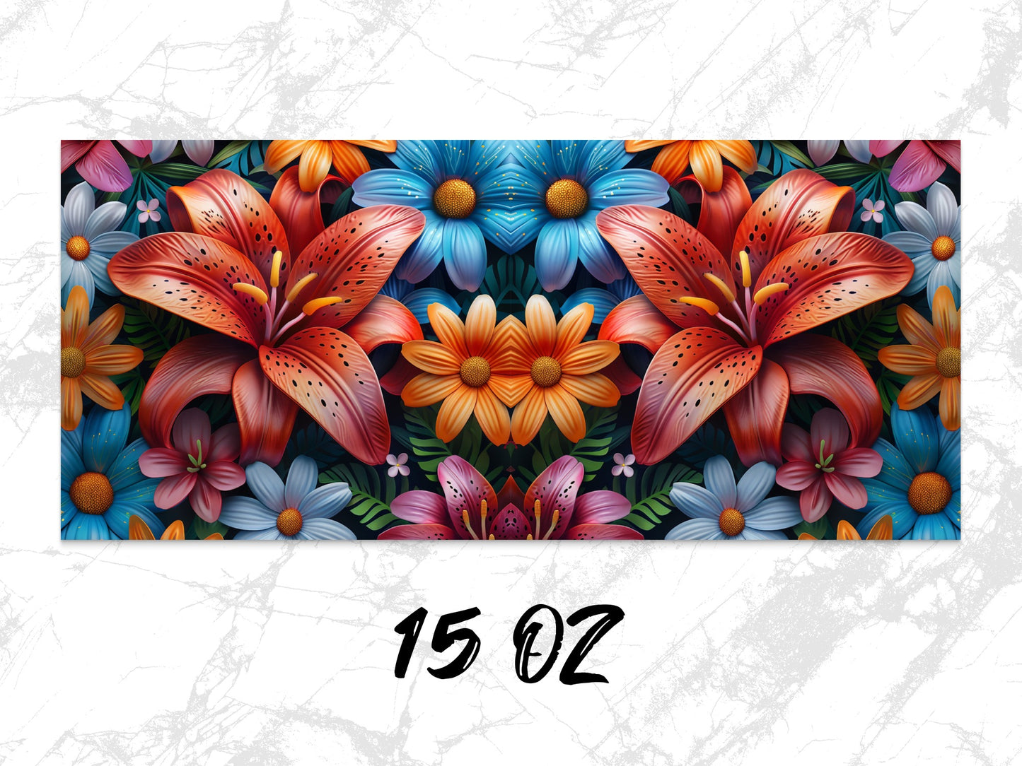 Colorful Floral Mouse Pad, Vibrant Lily and Daisy Design, Office Desk Accessory, Flower Pattern, Large Mousepad, 15 oz