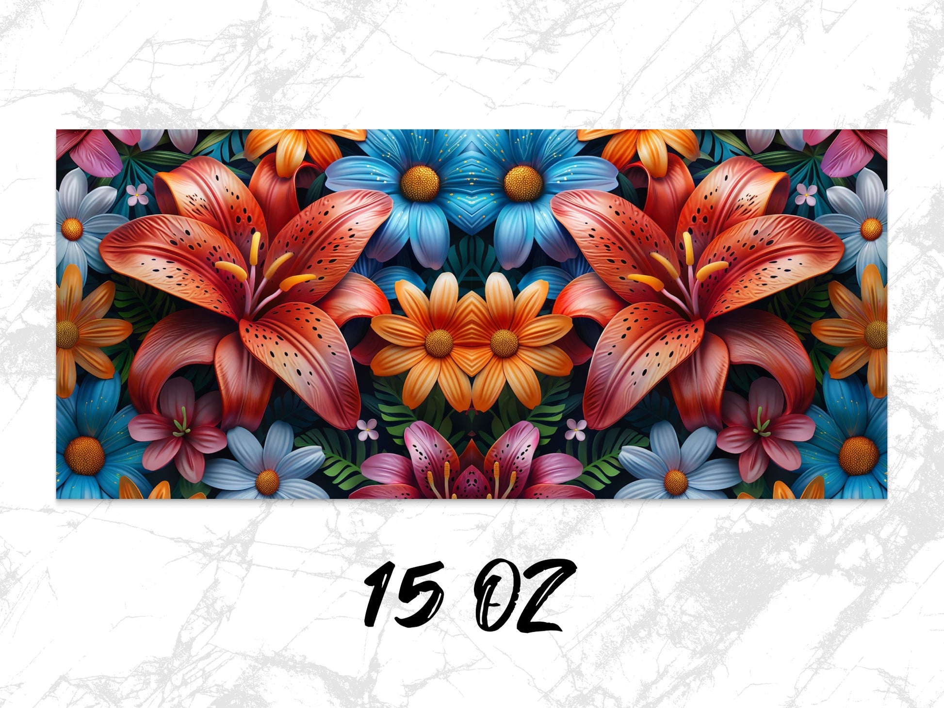 Colorful Floral Mouse Pad, Vibrant Lily and Daisy Design, Office Desk Accessory, Flower Pattern, Large Mousepad, 15 oz