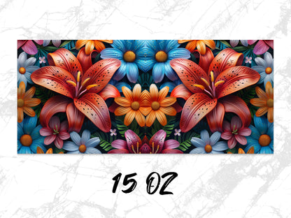 Colorful Floral Mouse Pad, Vibrant Lily and Daisy Design, Office Desk Accessory, Flower Pattern, Large Mousepad, 15 oz