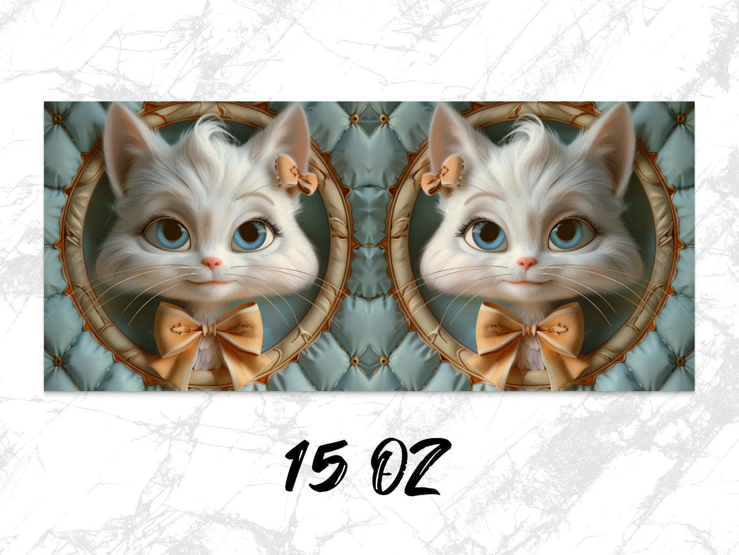 Cute Cat Digital Art Print, Twin Kitten Illustration, Home Decor Wall Art, 15 OZ Size Design, Pet Lover Gift Idea