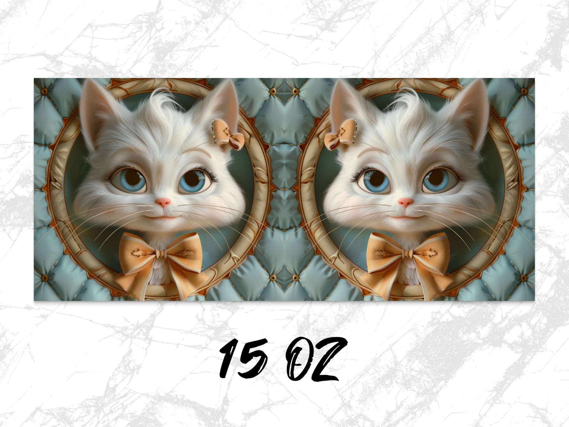 Cute Cat Digital Art Print, Twin Kitten Illustration, Home Decor Wall Art, 15 OZ Size Design, Pet Lover Gift Idea