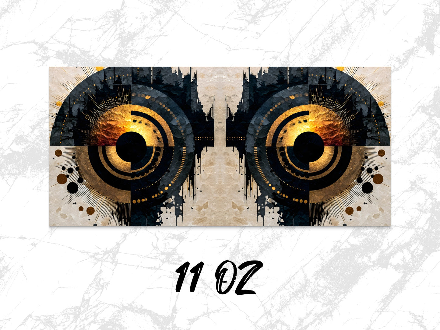 Abstract Owl Eyes Art Mug, Unique Coffee Mug, 11 Oz Capacity, Kitchen Decor, Office Desk Accessory, Gift Idea