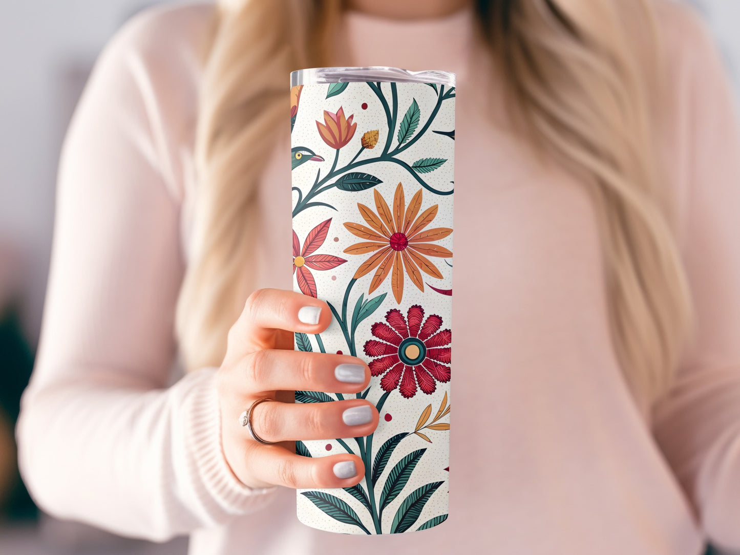 Vibrant Floral Design Insulated Tumbler Drinkware Product