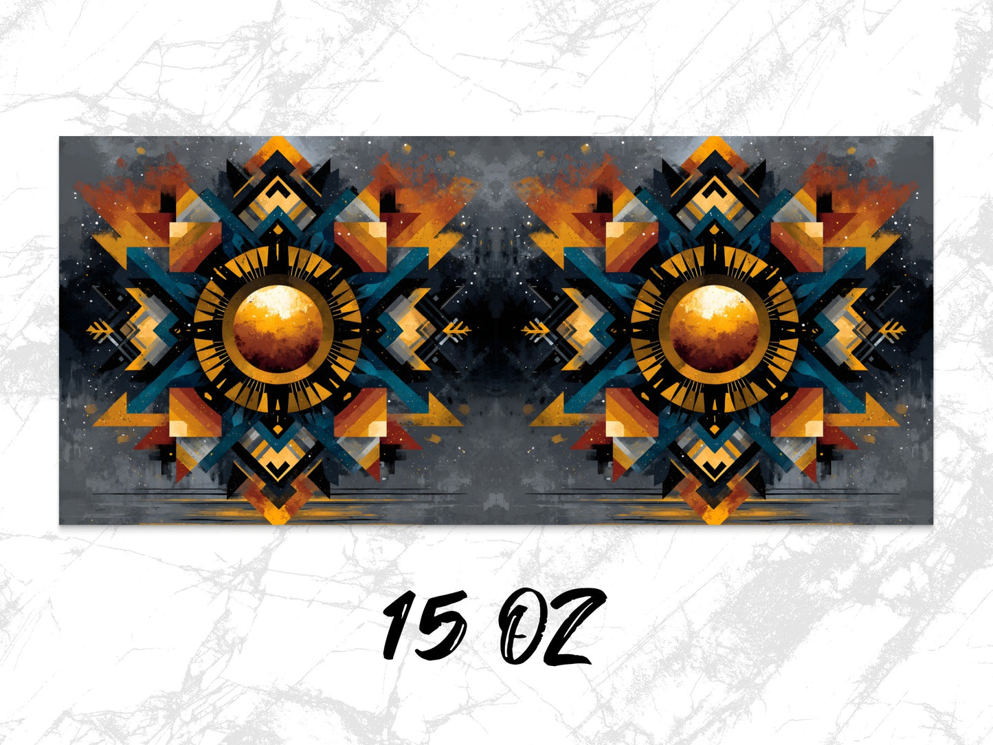 Aztec Sun Wall Art, Colorful Geometric Canvas Print, Modern Tribal Decor, 15 oz Canvas, Abstract Ethnic Artwork for Home
