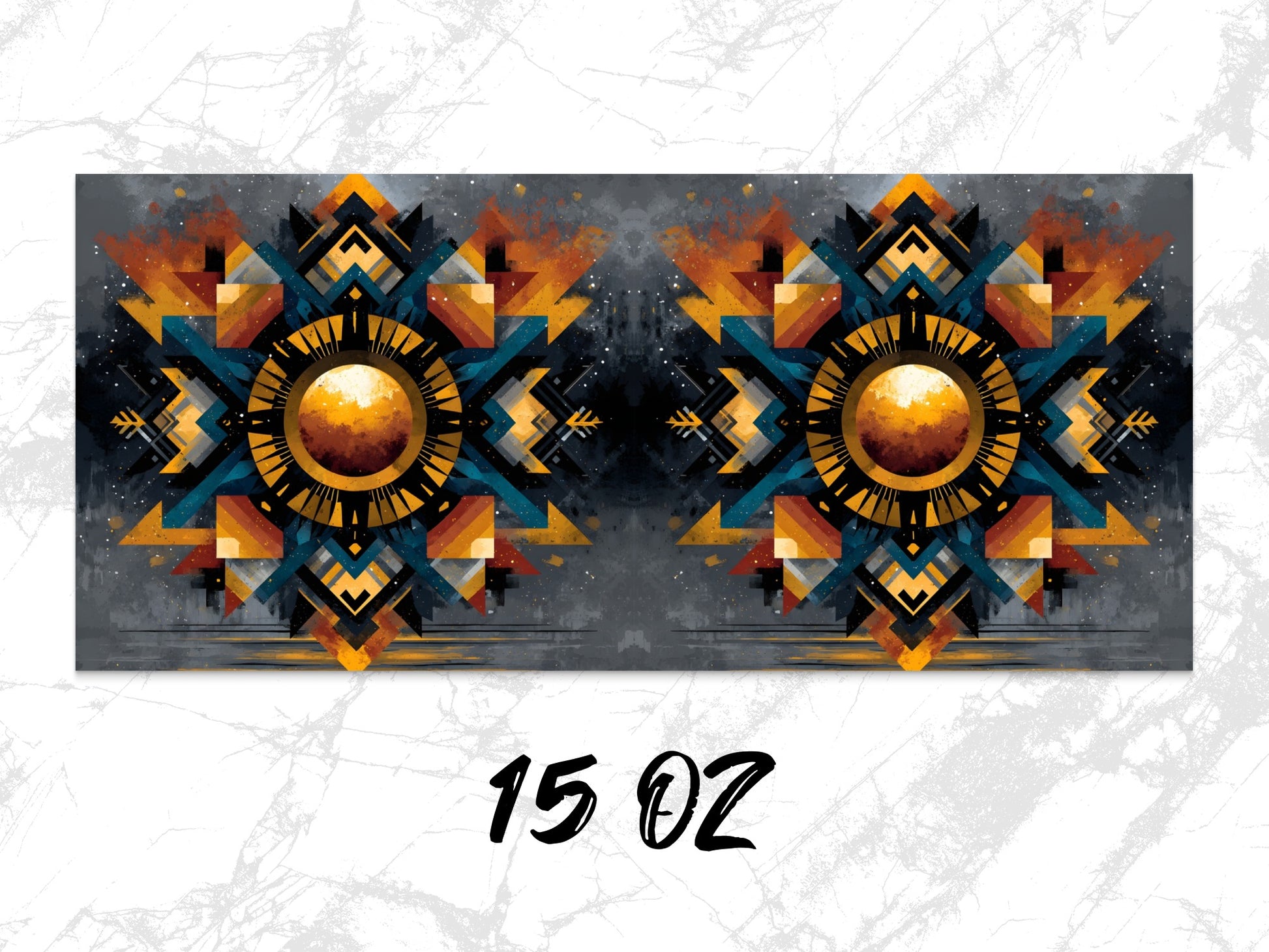 Aztec Sun Wall Art, Colorful Geometric Canvas Print, Modern Tribal Decor, 15 oz Canvas, Abstract Ethnic Artwork for Home