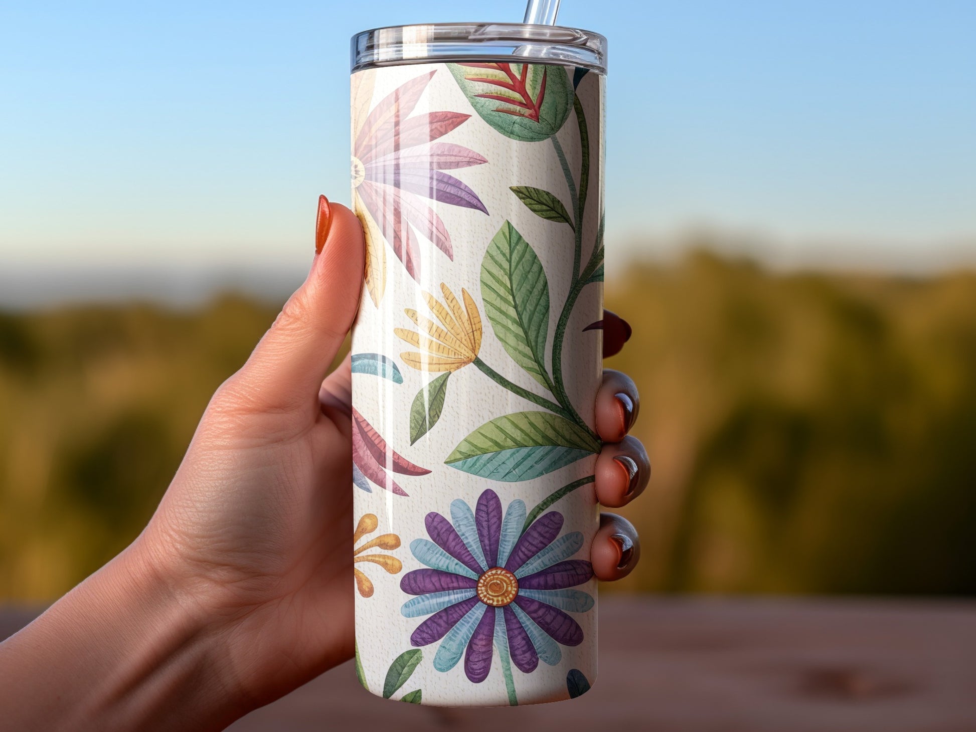 Floral Patterned Insulated Tumbler Travel Mug product
