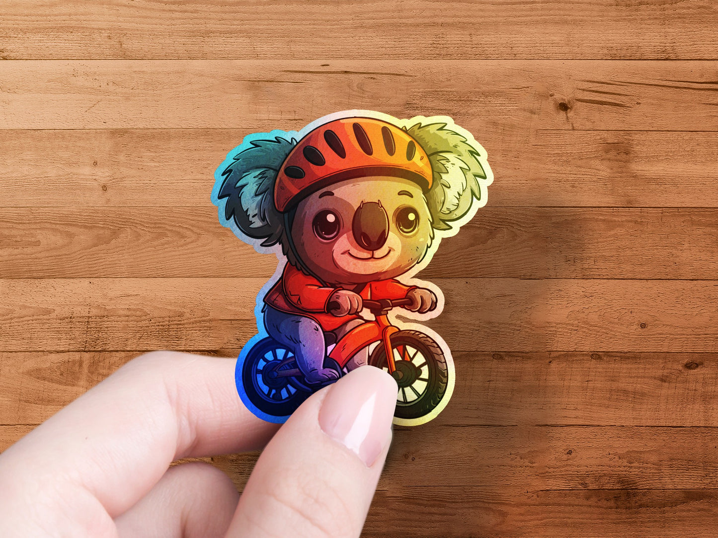 Cute Koala Riding Bicycle Sticker Cartoon product