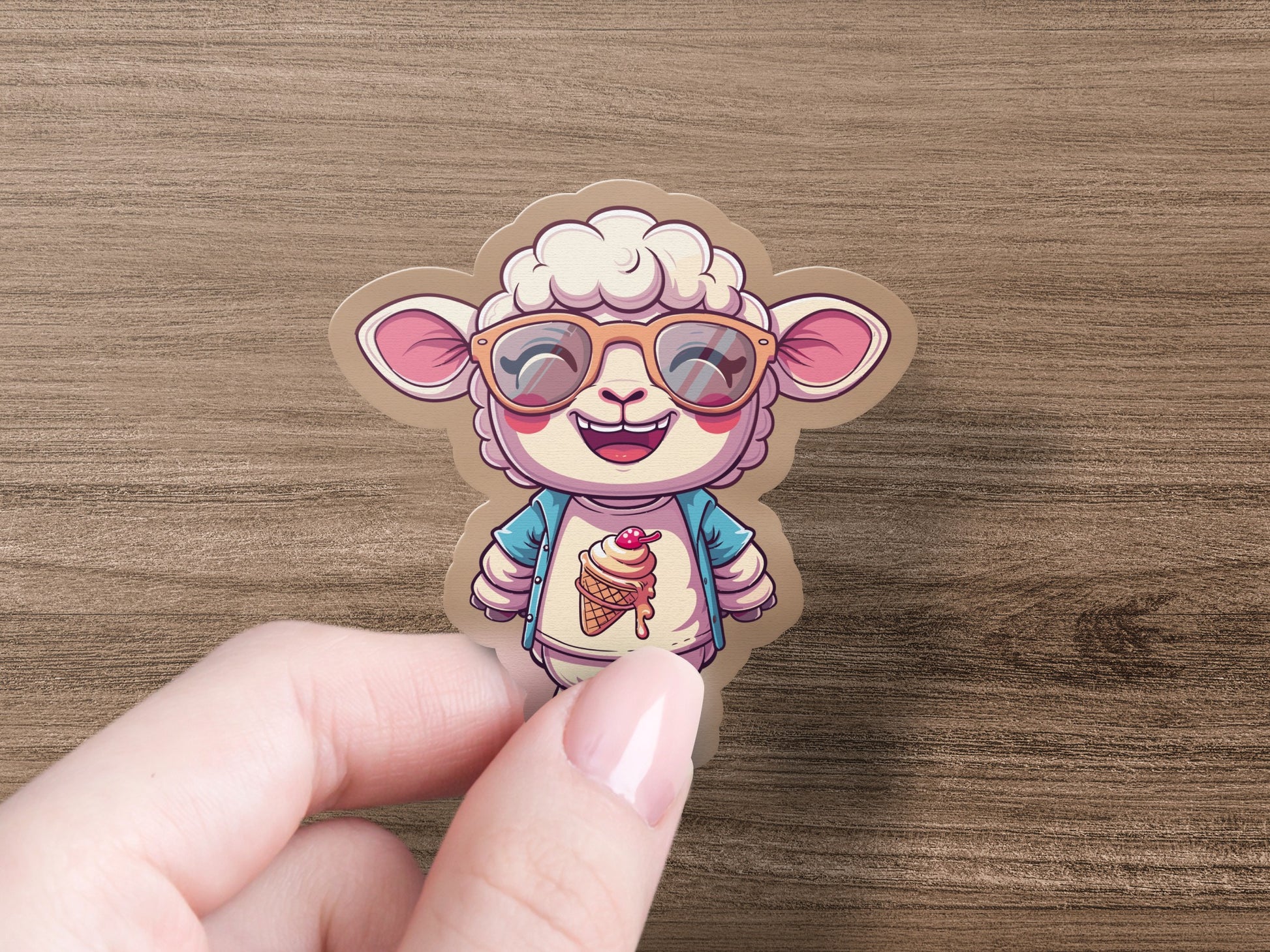 Cool Sunglasses Lamb Sticker Cartoon Ice Cream product type