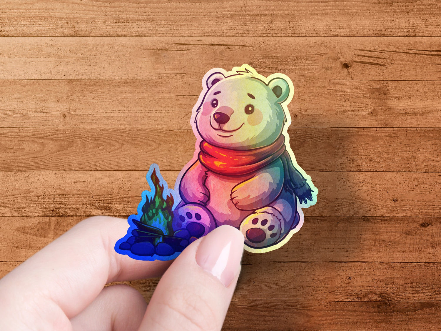 Cute Bear with Campfire Sticker Product