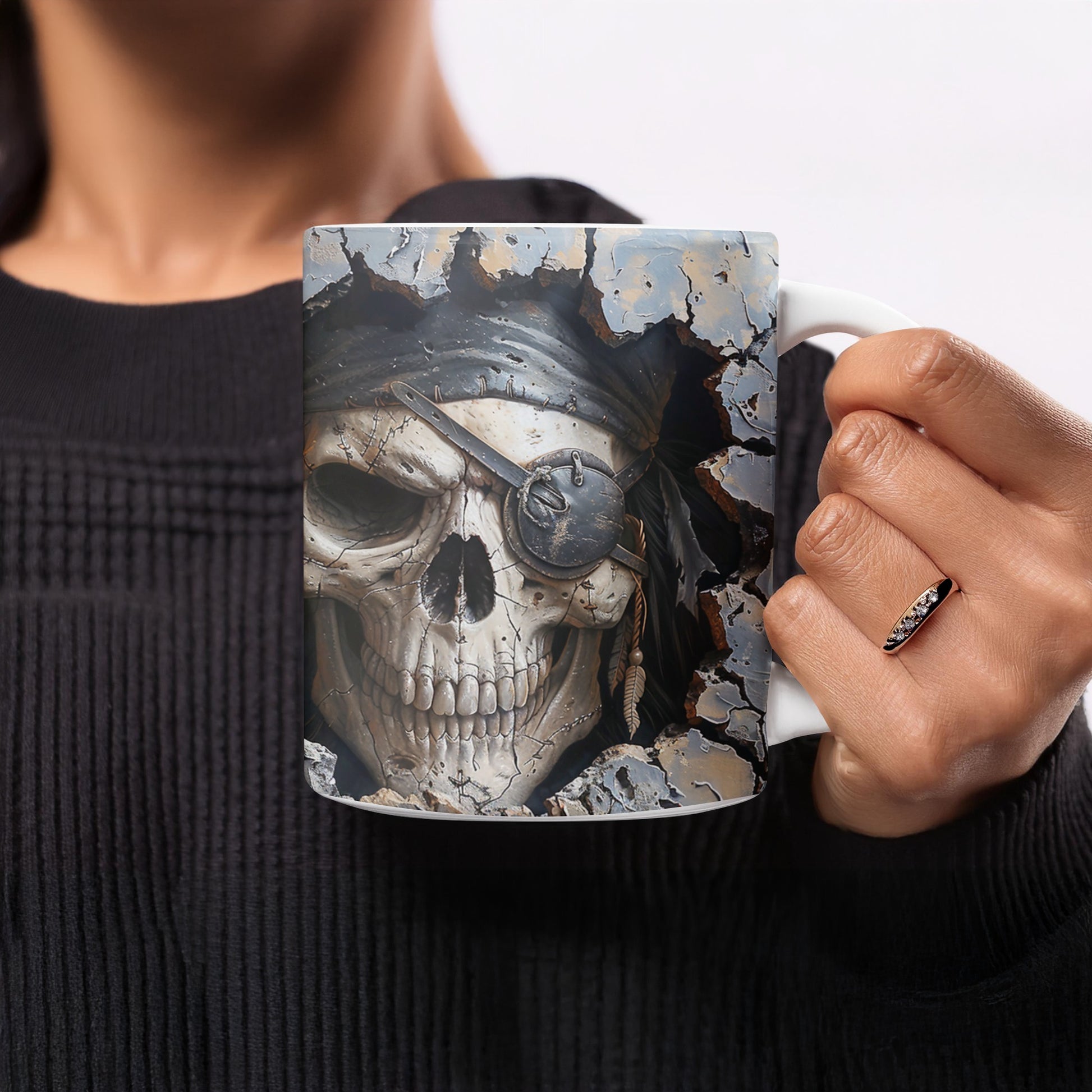 Skull with Eye Patch Design Coffee Mug Product
