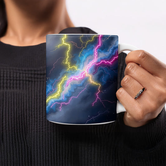 Electric Neon Lightning Storm Design Mug product type