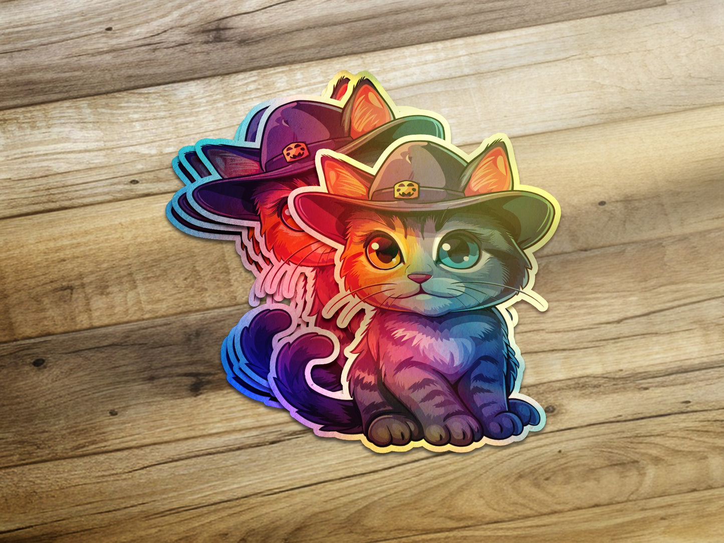 Cute Halloween Cat in Witch Hat Spooky Season Sticker