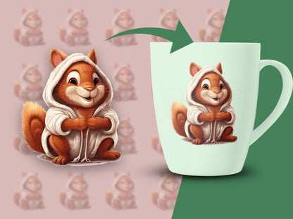 Cute Squirrel Coffee Mug, Adorable Chipmunk in Hoodie Illustration, Perfect Gift for Animal Lovers, Unique Ceramic Cup