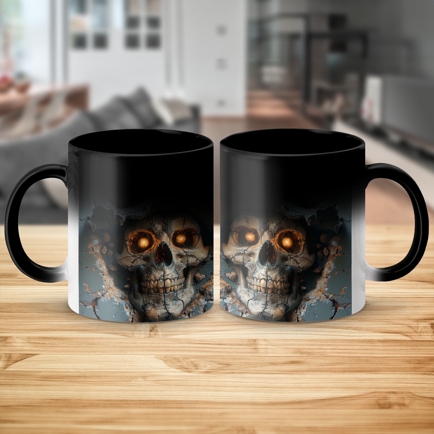 Fiery Skull Design Black and White Mug product type