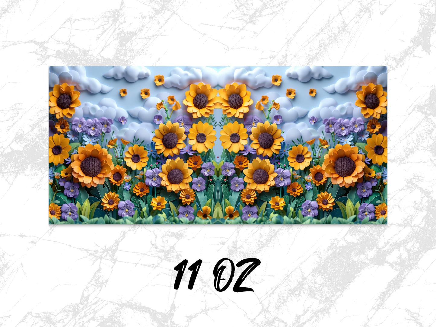 Colorful Sunflower and Purple Flower Field Printed Canvas Art, 11 Oz Decorative Wall Hanging