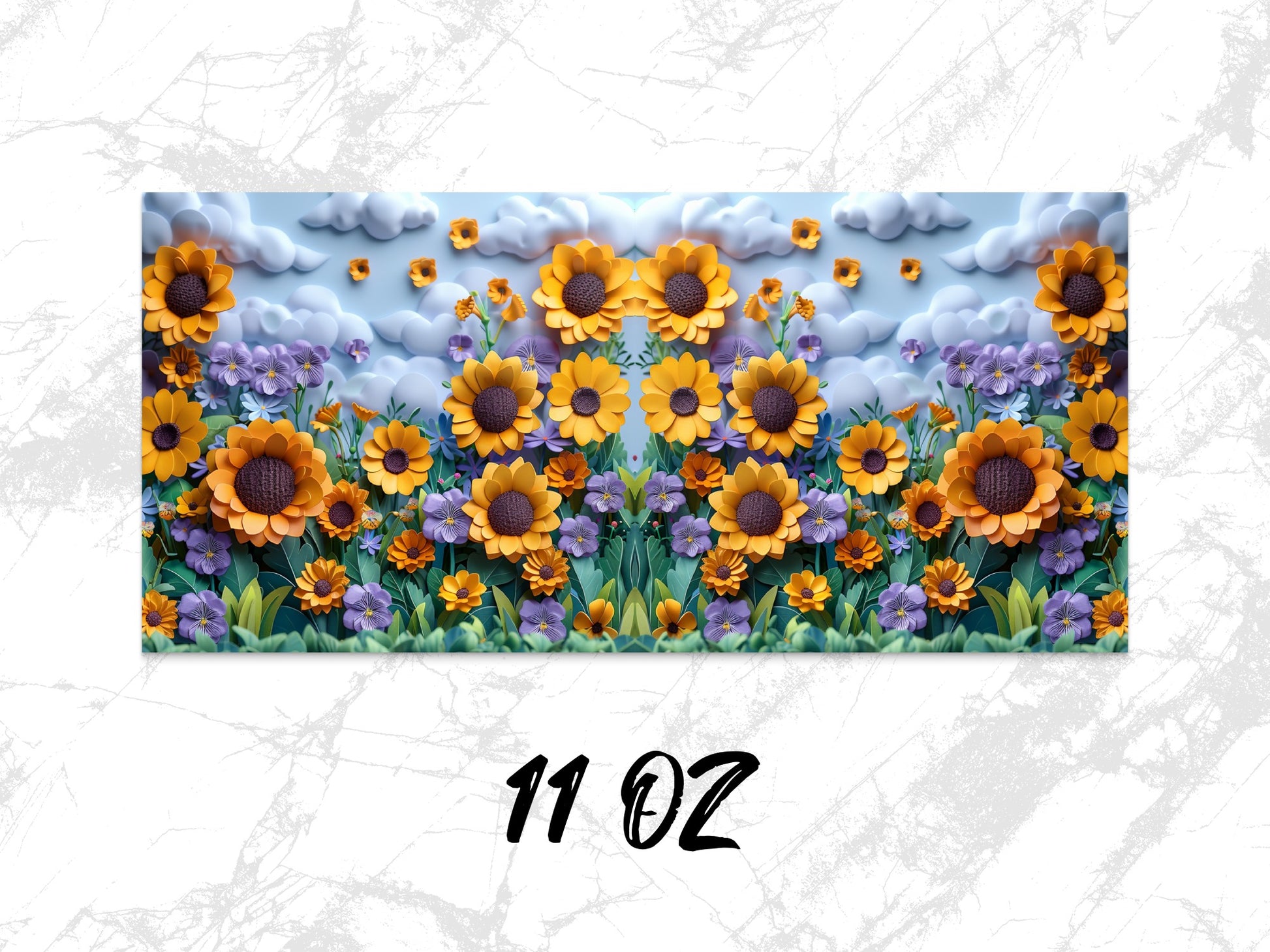 Colorful Sunflower and Purple Flower Field Printed Canvas Art, 11 Oz Decorative Wall Hanging