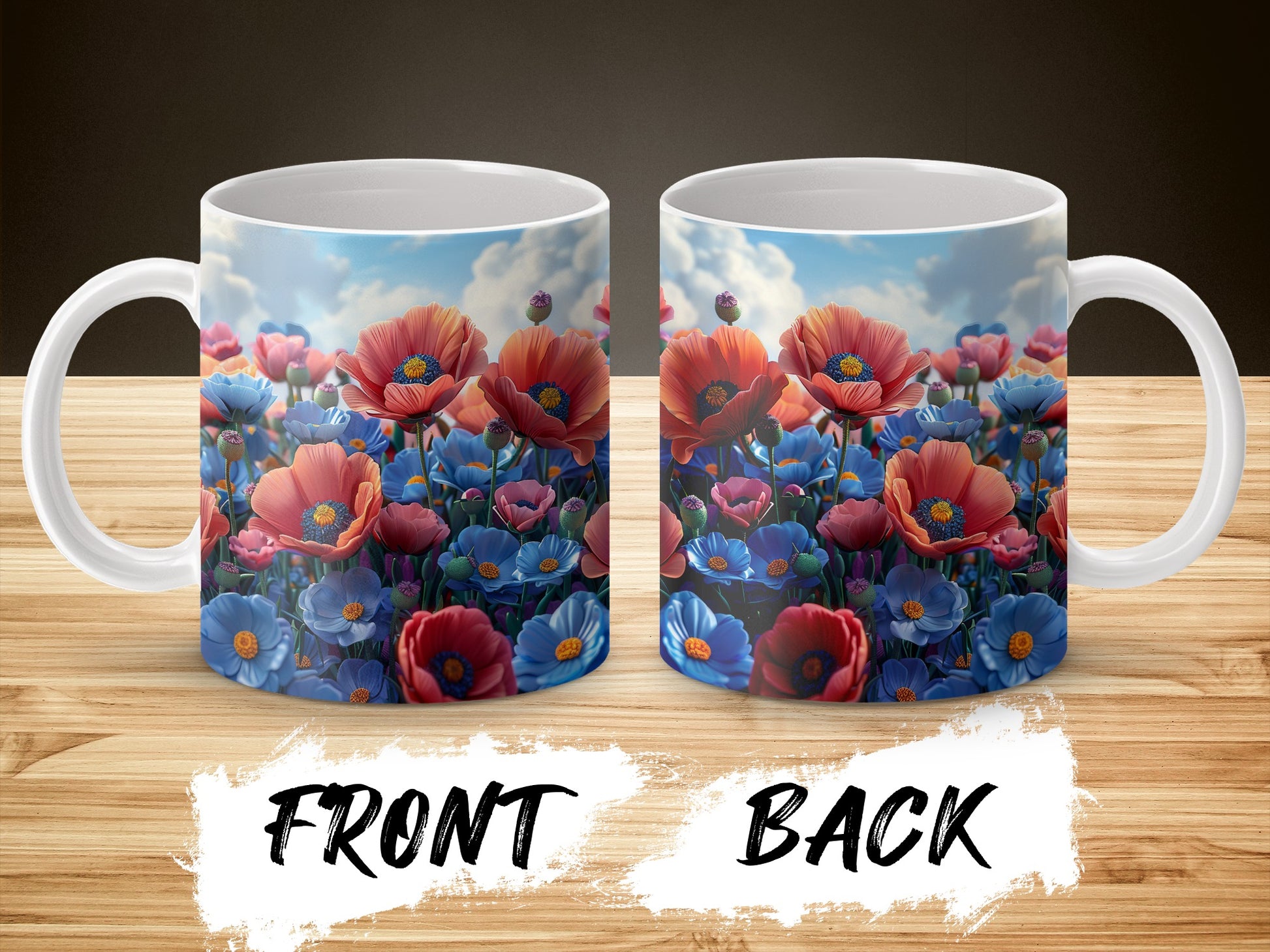 Colorful Poppy Flower Ceramic Mug, Floral Coffee Cup, Unique Gift for Garden Lovers, Vibrant Office Decor