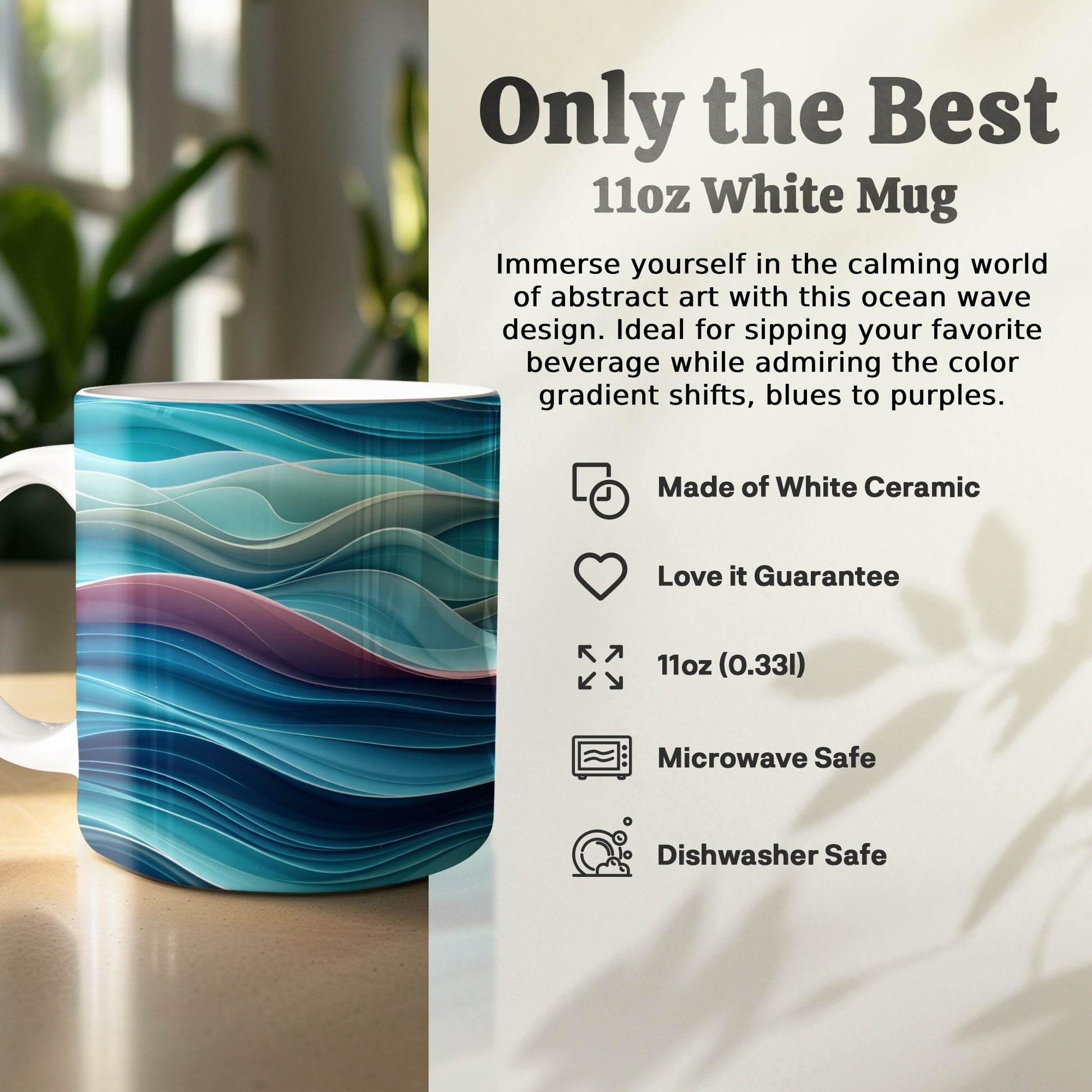 Calming Ocean Waves Design 11oz White Mug product