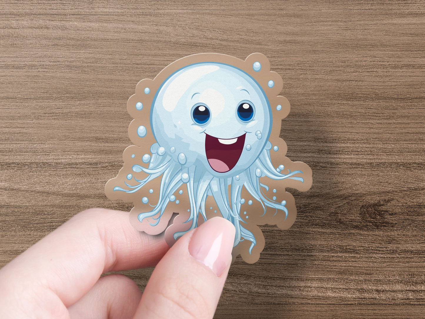 Cute Cartoon Smiling Jellyfish Sticker product