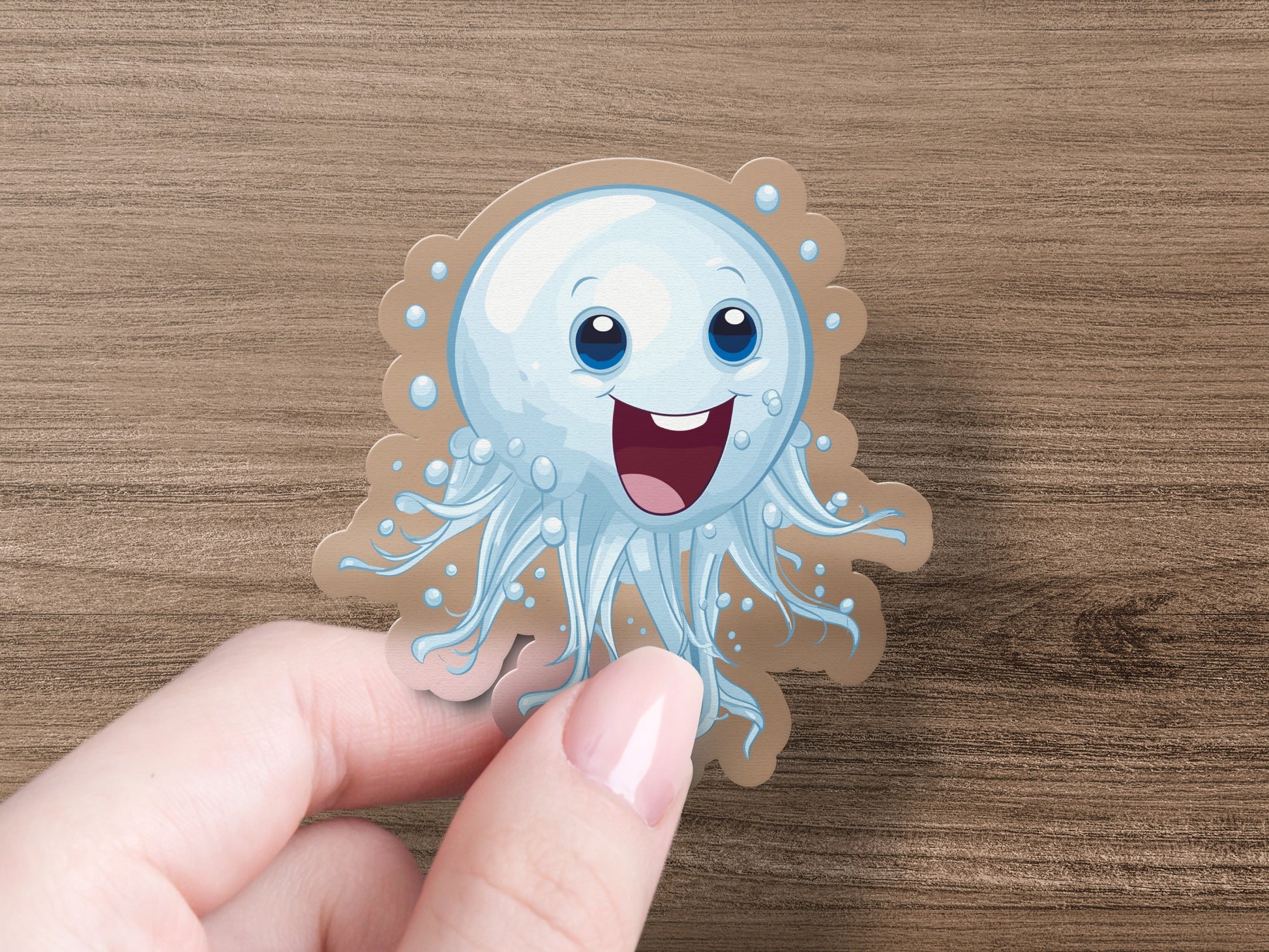 Cute Cartoon Smiling Jellyfish Sticker product