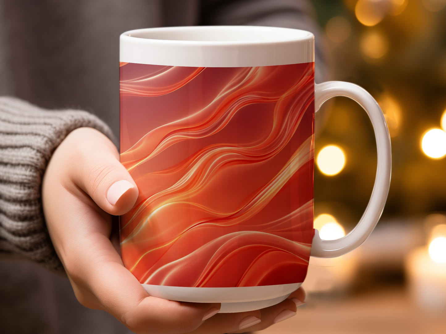 Vibrant Red Waves Design for Stylish Mug product