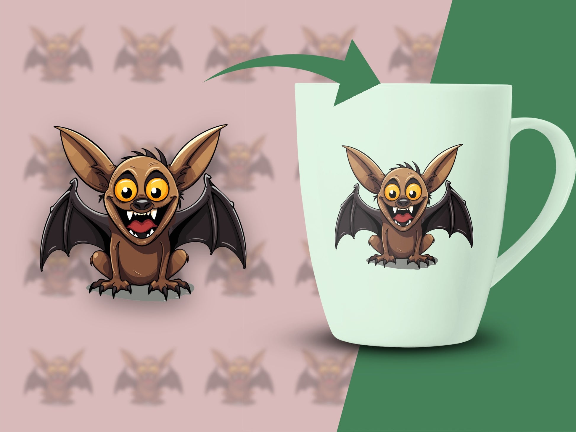 Cute Cartoon Bat Mug, Unique Animal Design Coffee Cup, Halloween Gift Idea, Whimsical Kitchen Decor