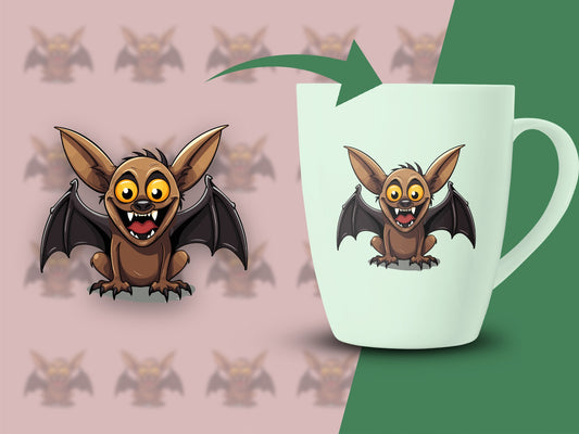 Cute Cartoon Bat Mug, Unique Animal Design Coffee Cup, Halloween Gift Idea, Whimsical Kitchen Decor