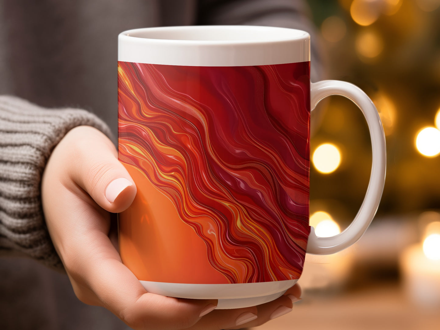 Artistic Red and Orange Wave Design Mug product